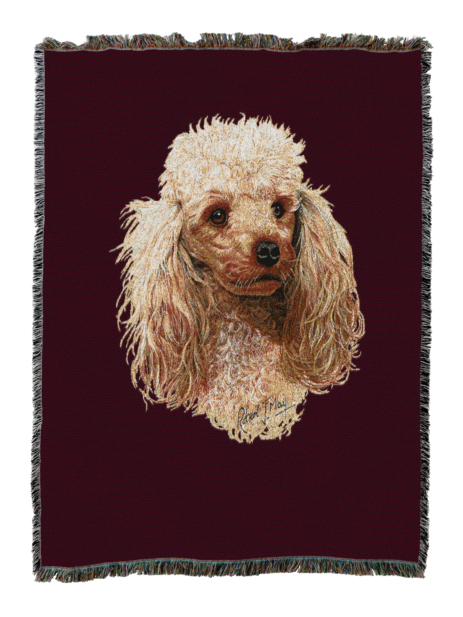 Poodle Cream Blanket Red