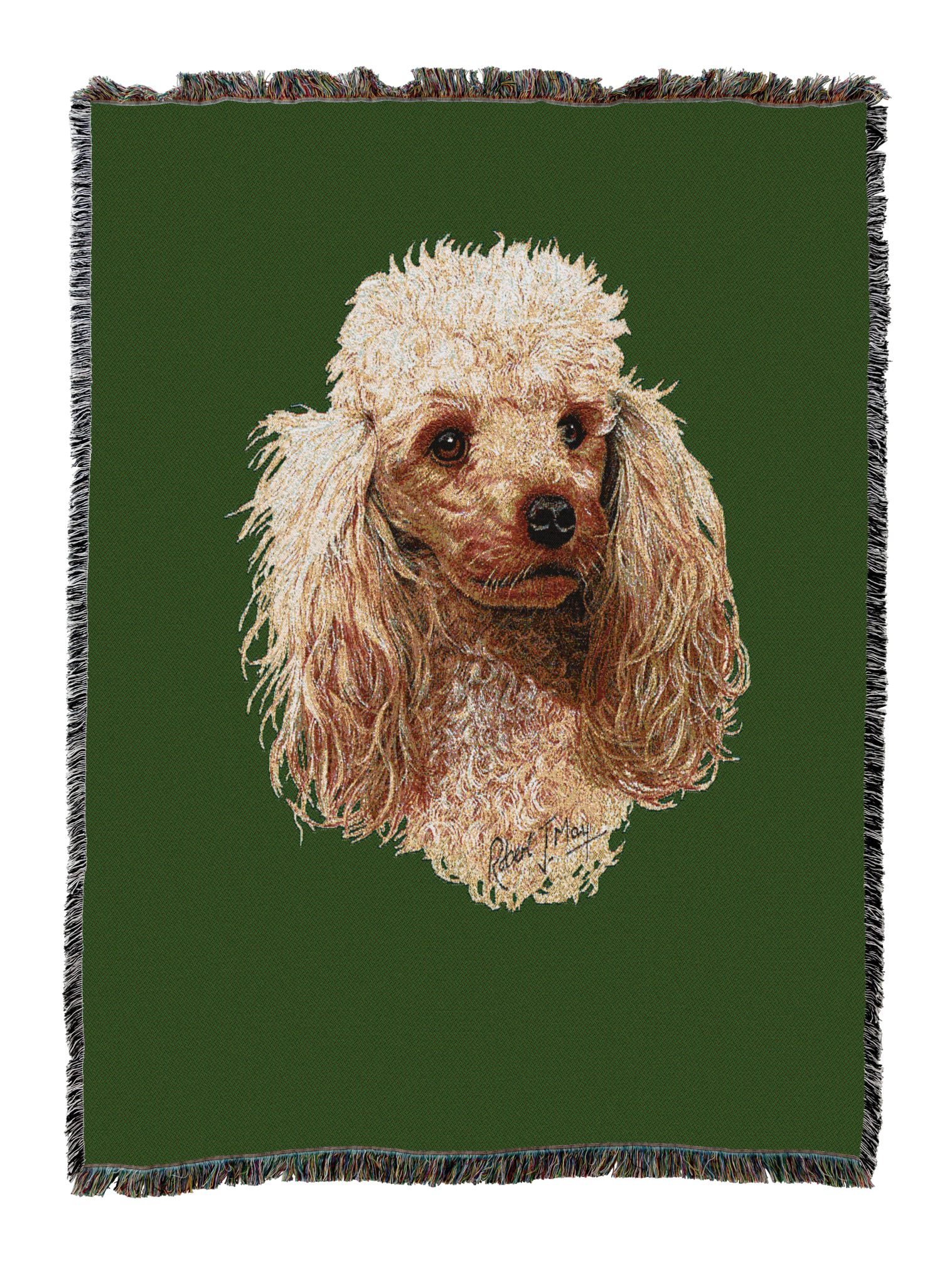 Poodle Cream Blanket Green