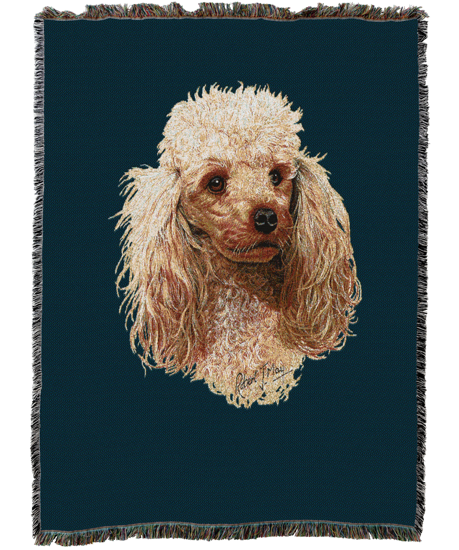 Poodle Cream Blanket Blue