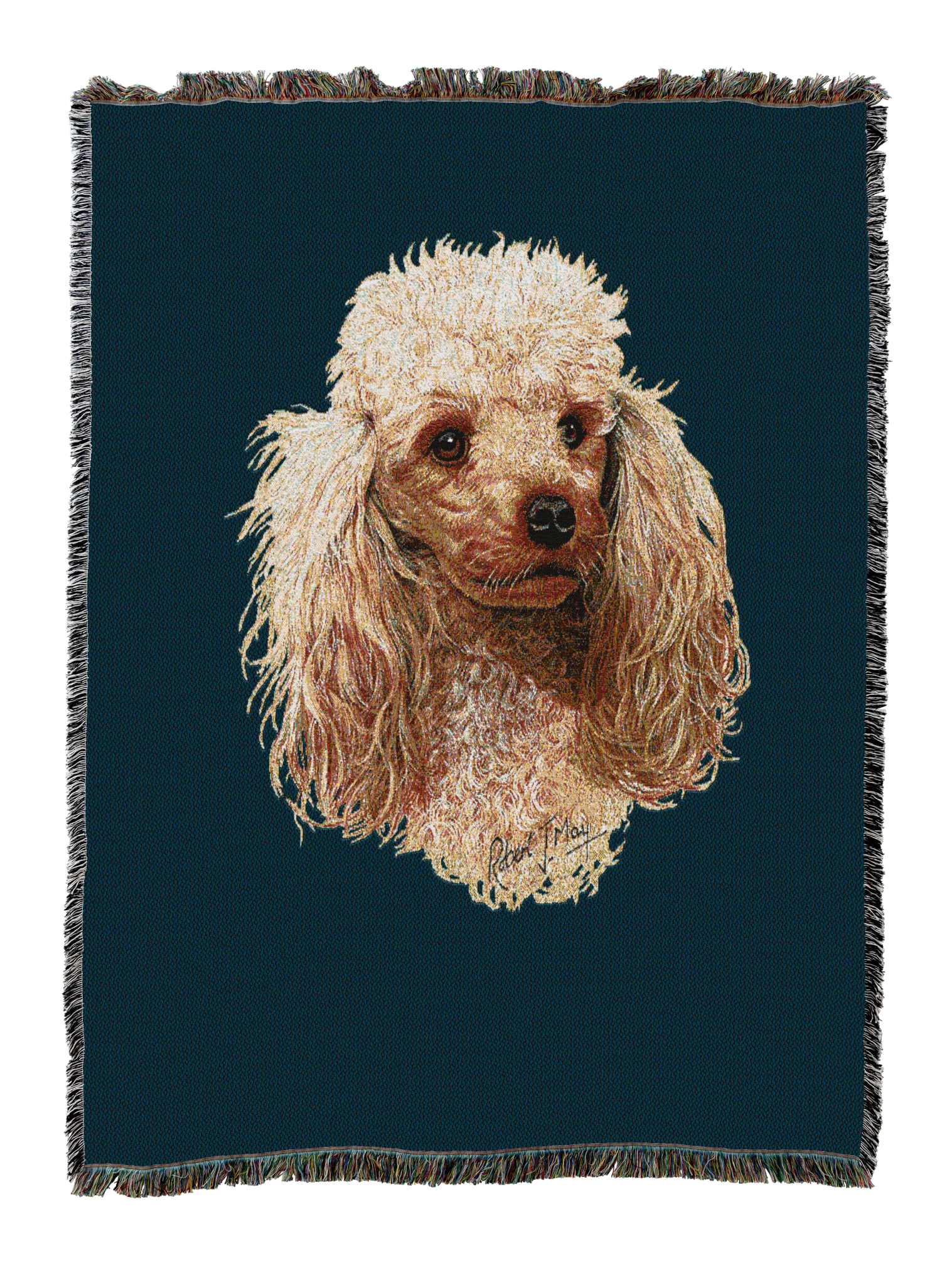 Poodle Cream Blanket Blue