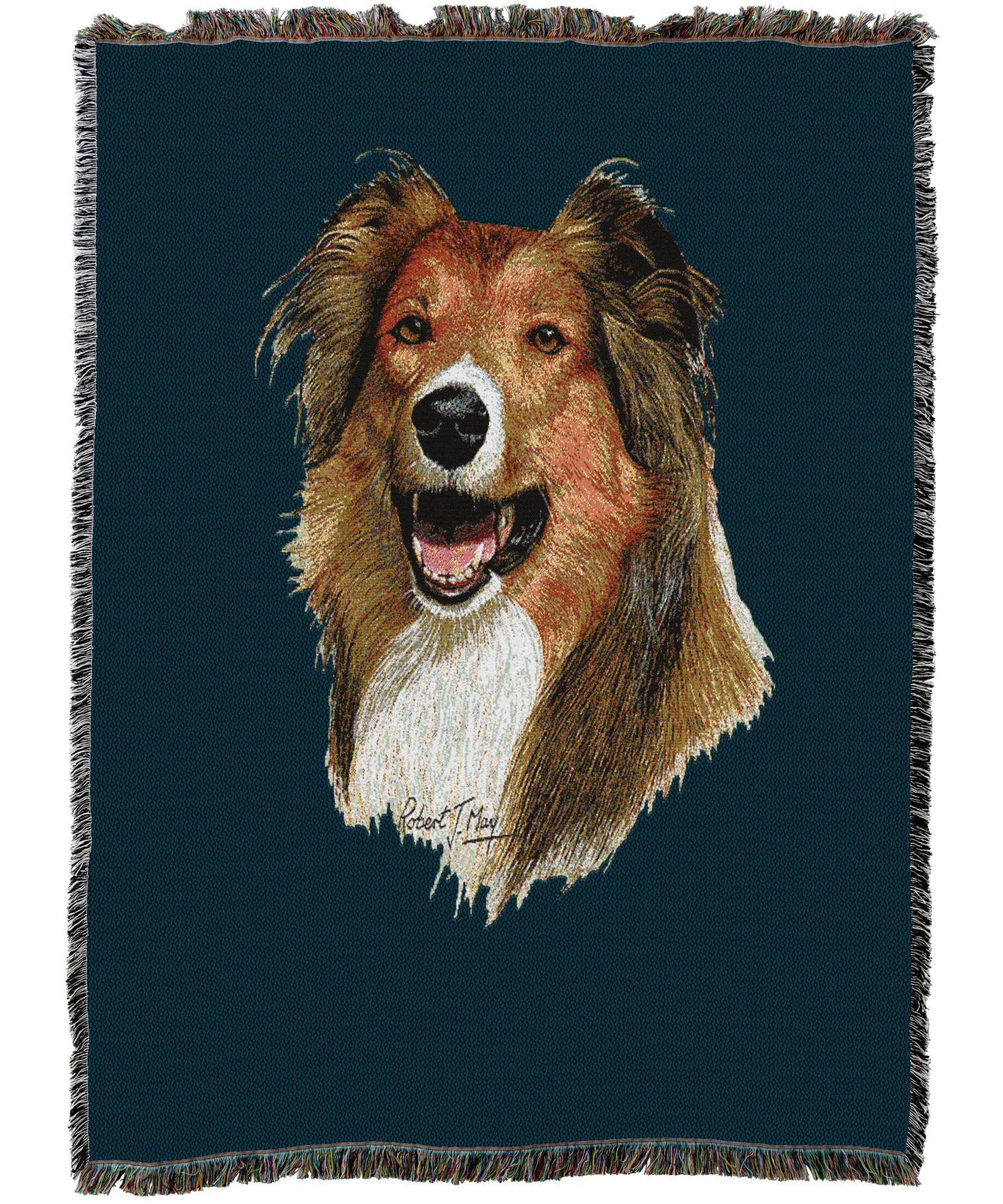 Rough Collie Blanket Blue