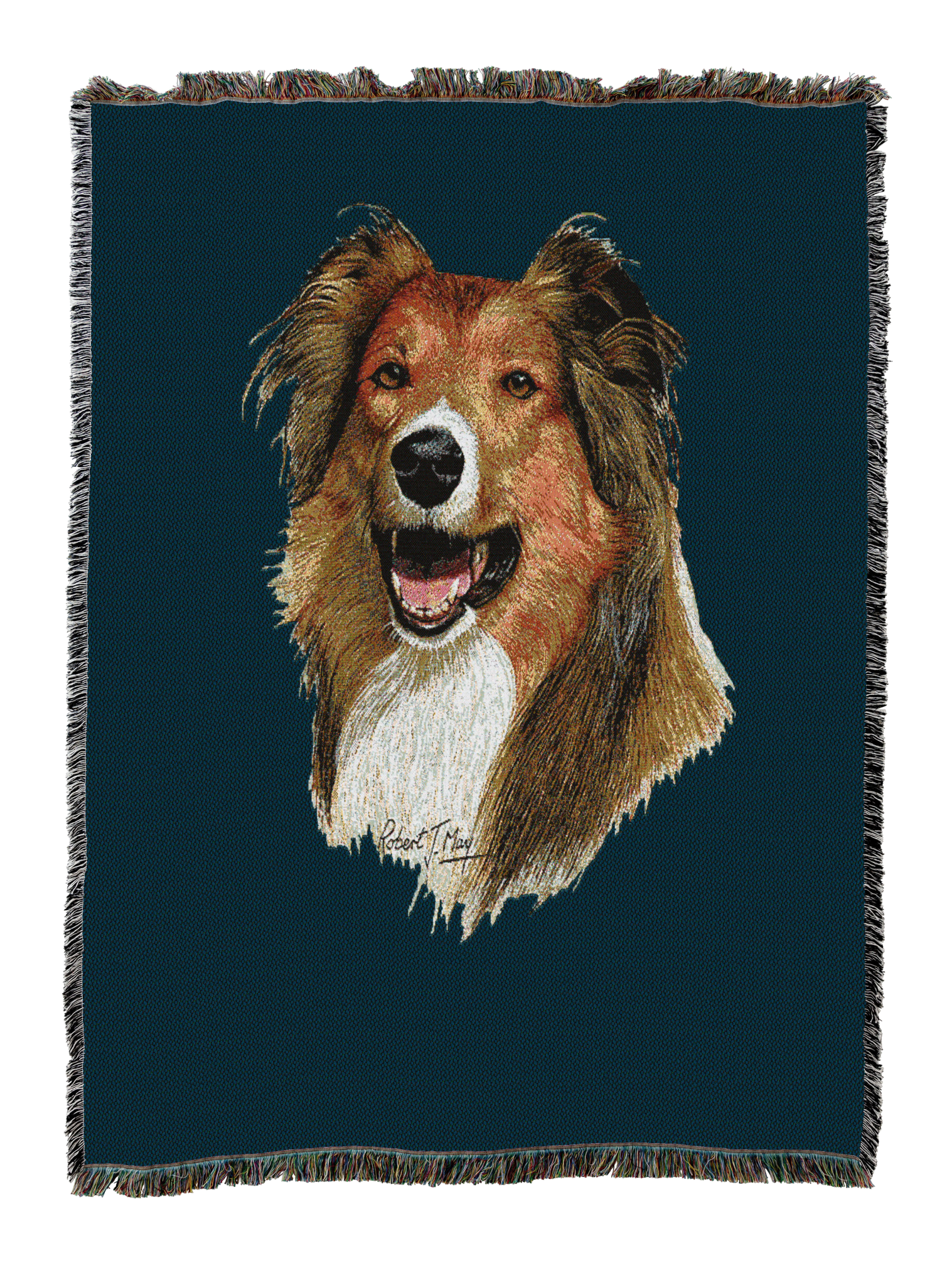 Rough Collie Blanket Blue