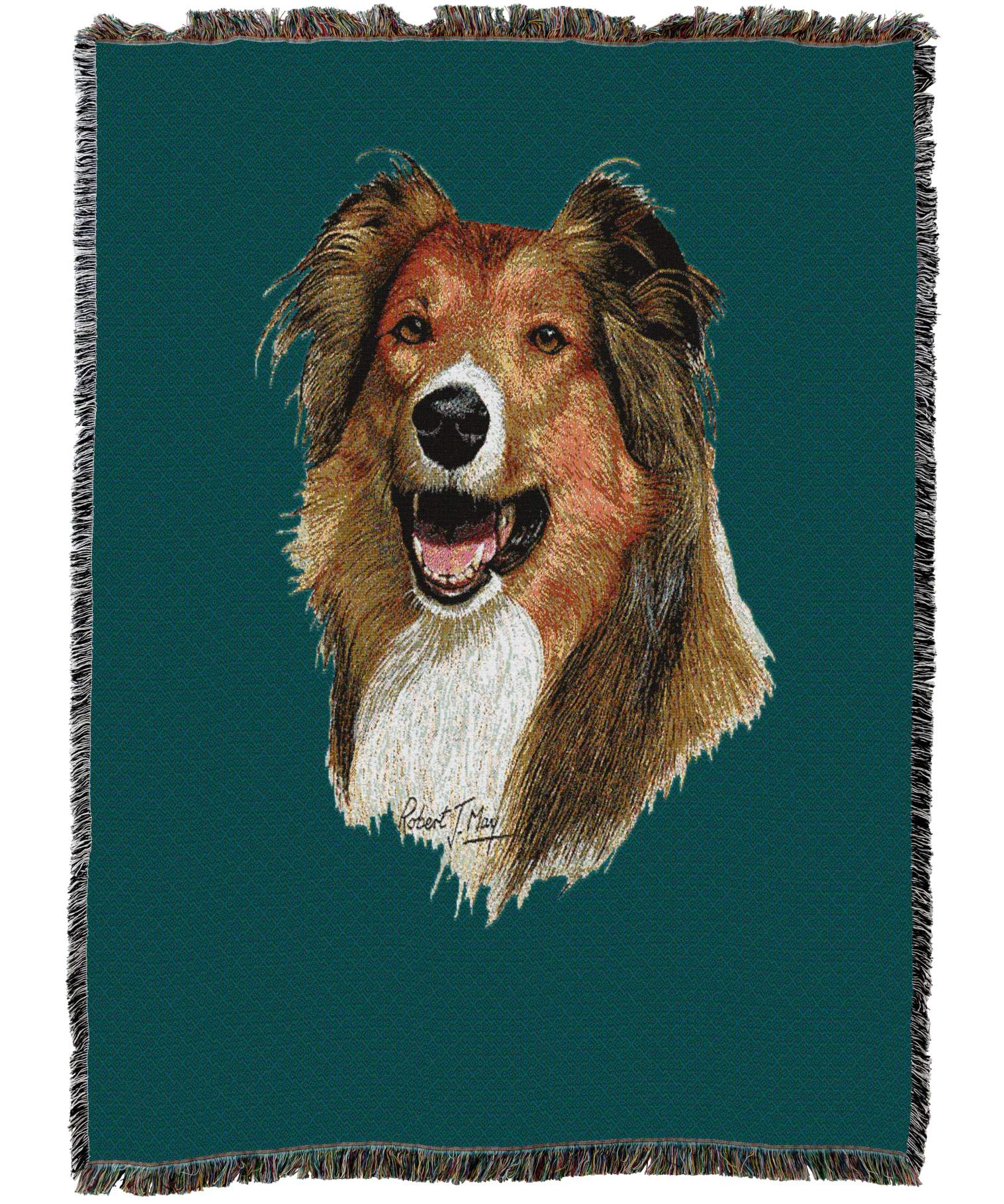 Rough Collie Blanket Teal