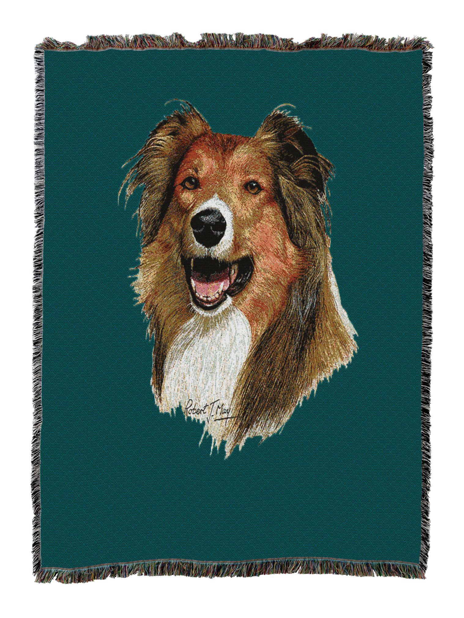 Rough Collie Blanket Teal
