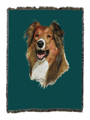 Rough Collie Blanket Teal