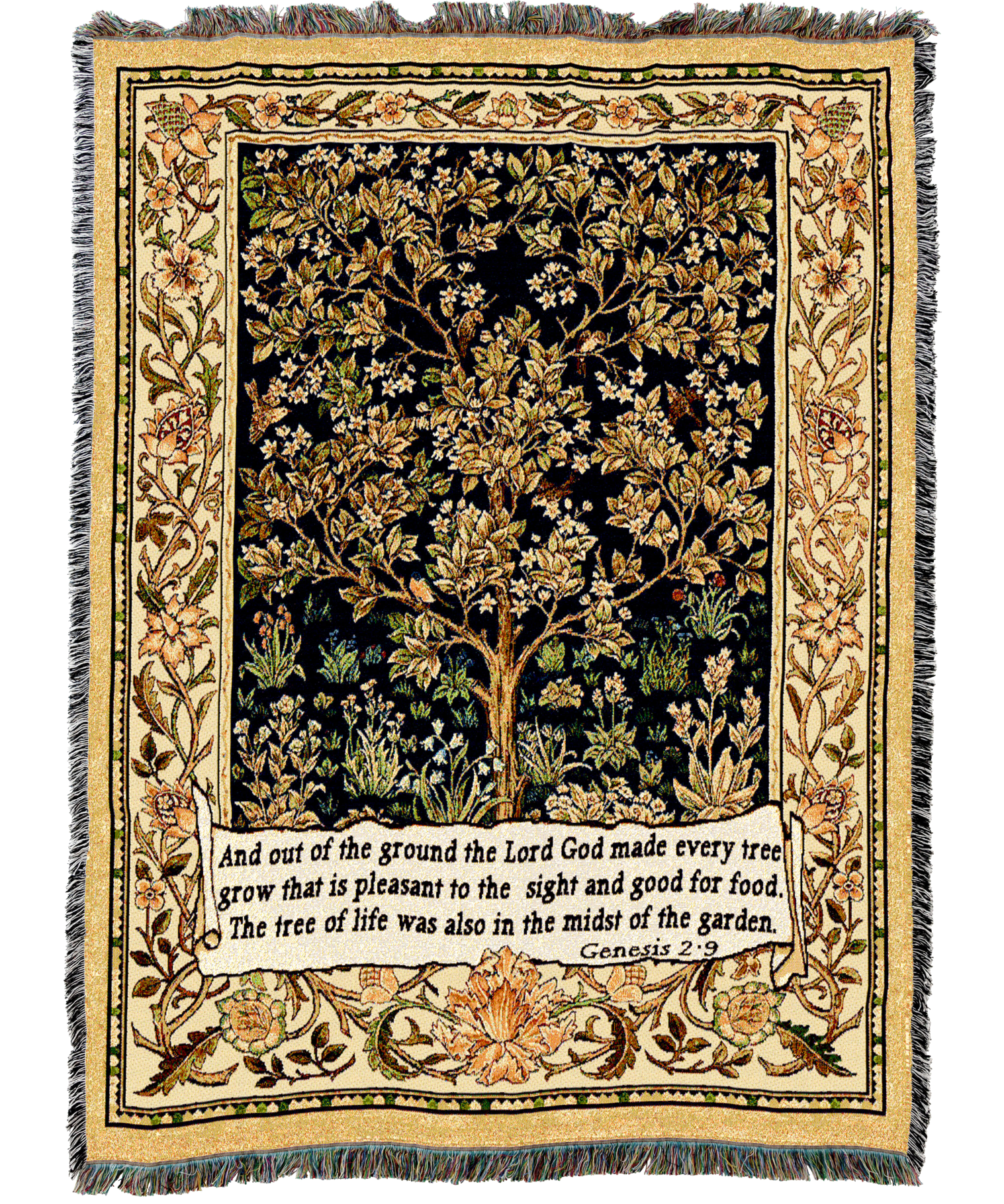 Tree Of Life Tapestry with Genesis 2:9 Blanket