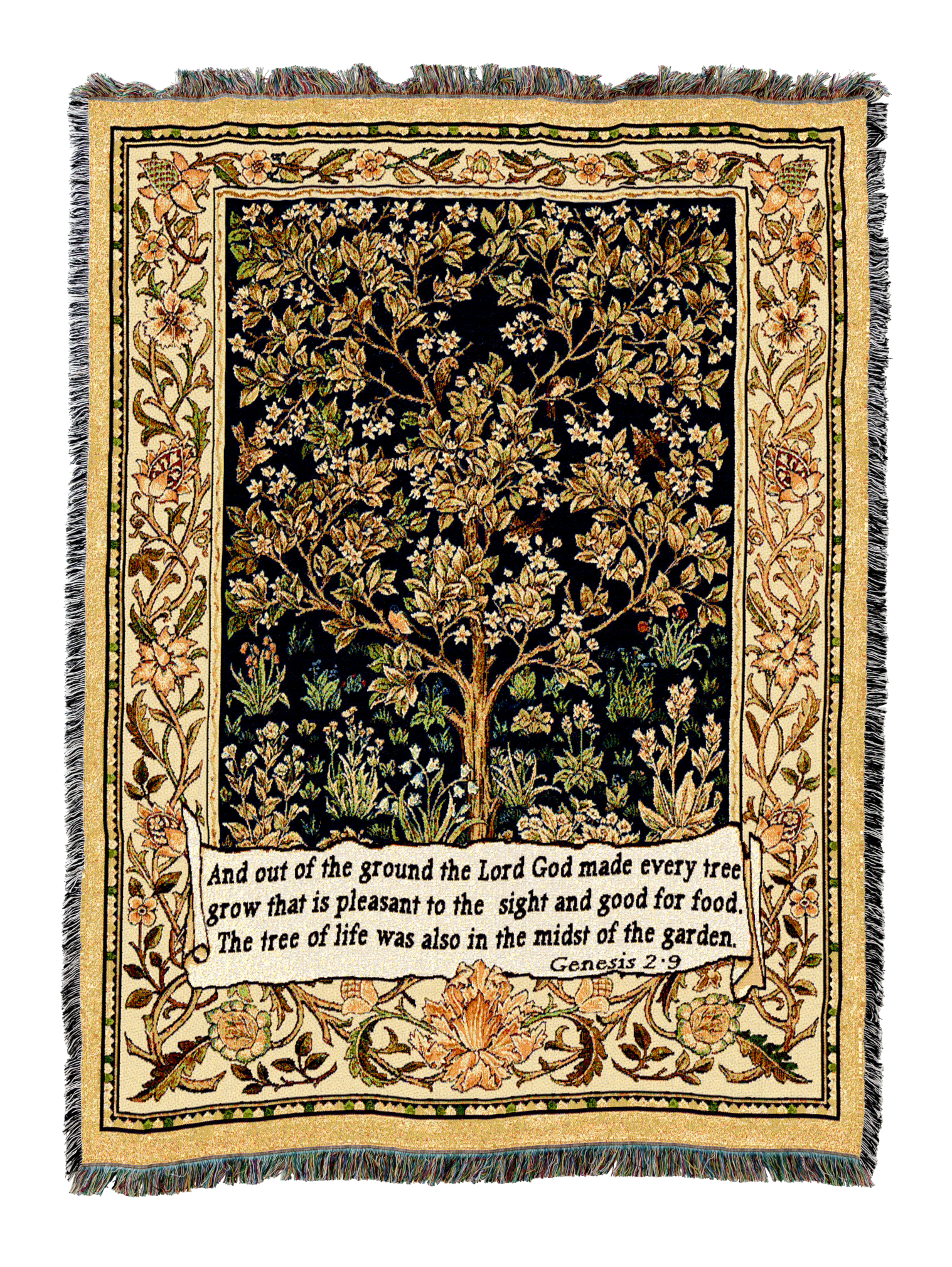 Tree Of Life Tapestry with Genesis 2:9 Blanket