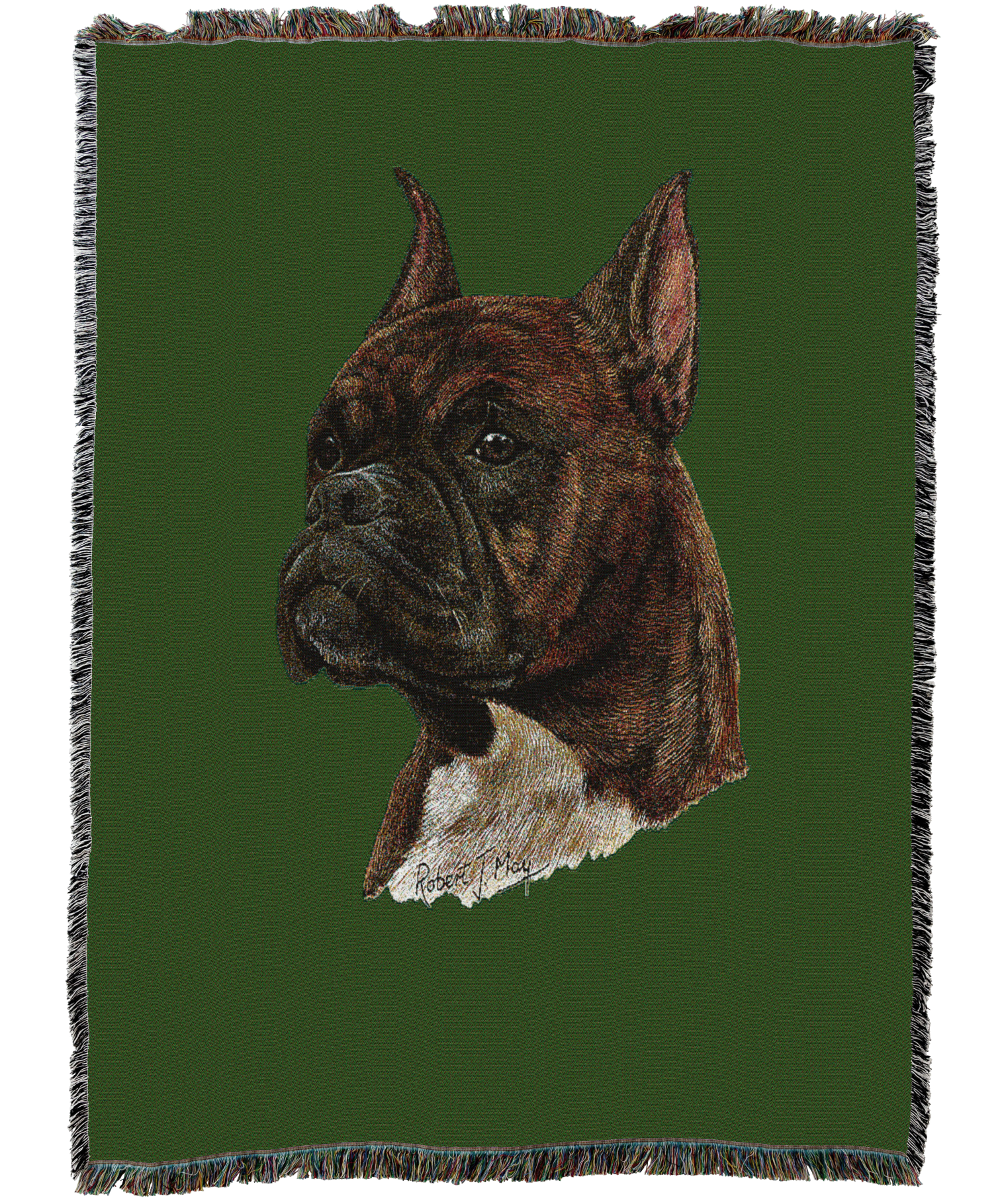 Boxer Brindle Blanket Green