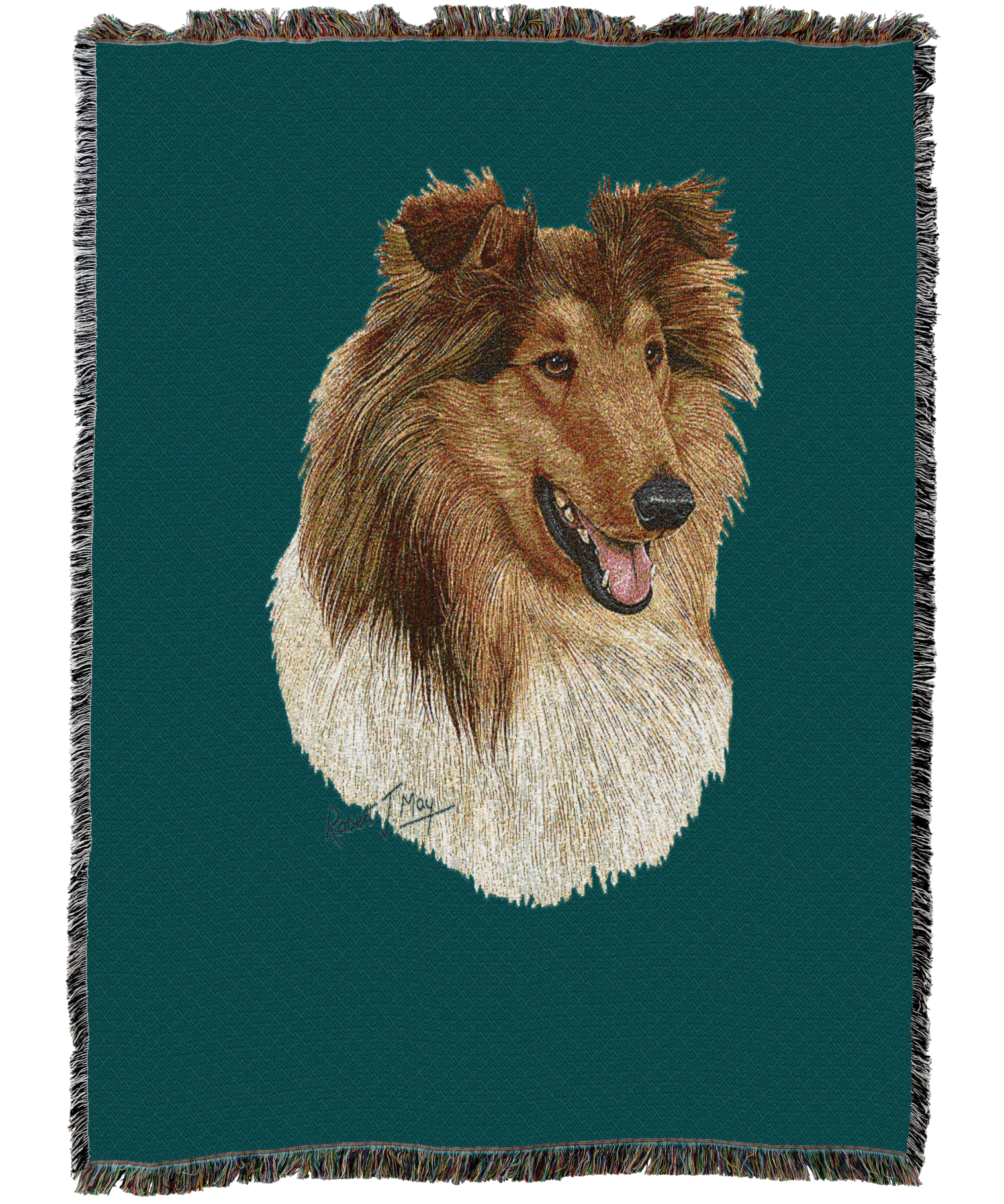 Rough Collie 2 Blanket Teal