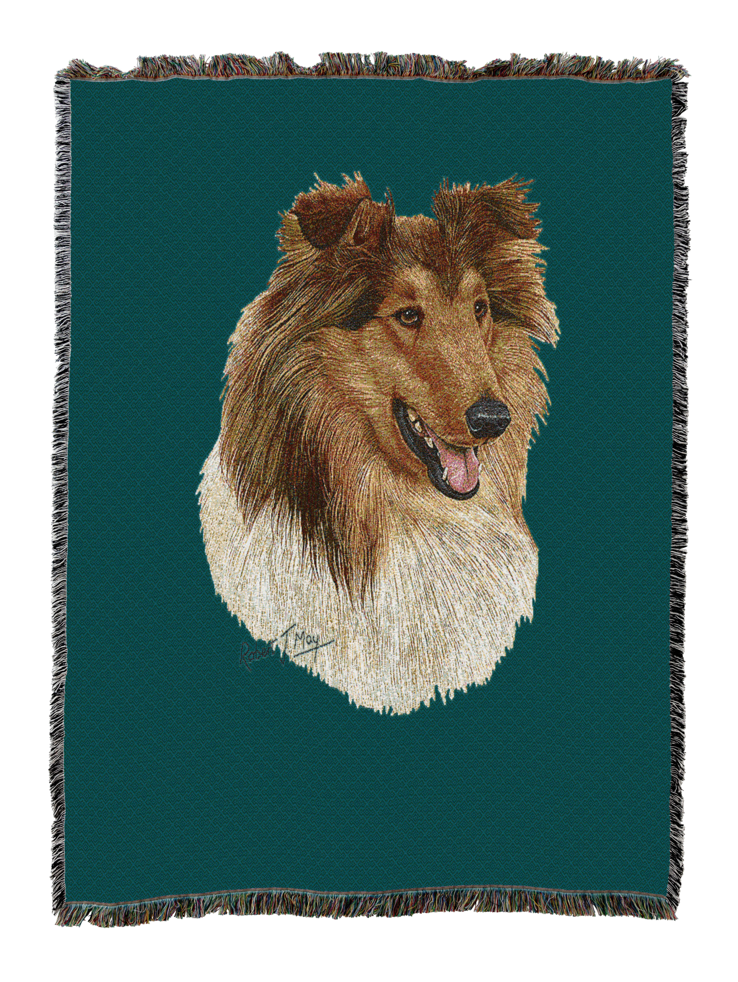 Rough Collie 2 Blanket Teal