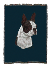 Boston Terrier Black Blanket Blue