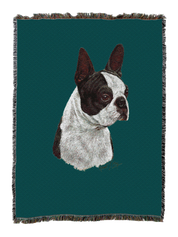 Boston Terrier Black Blanket Teal
