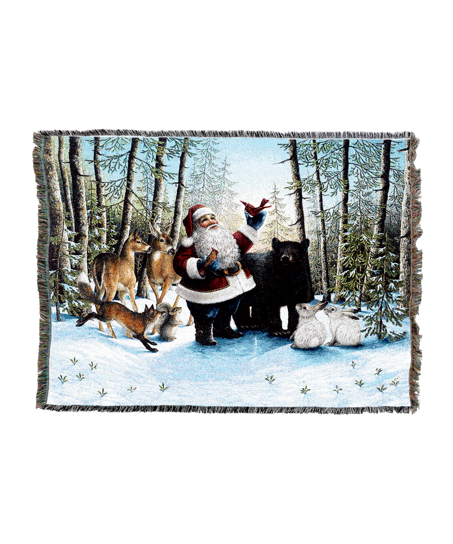 Santa In The Forest Blanket