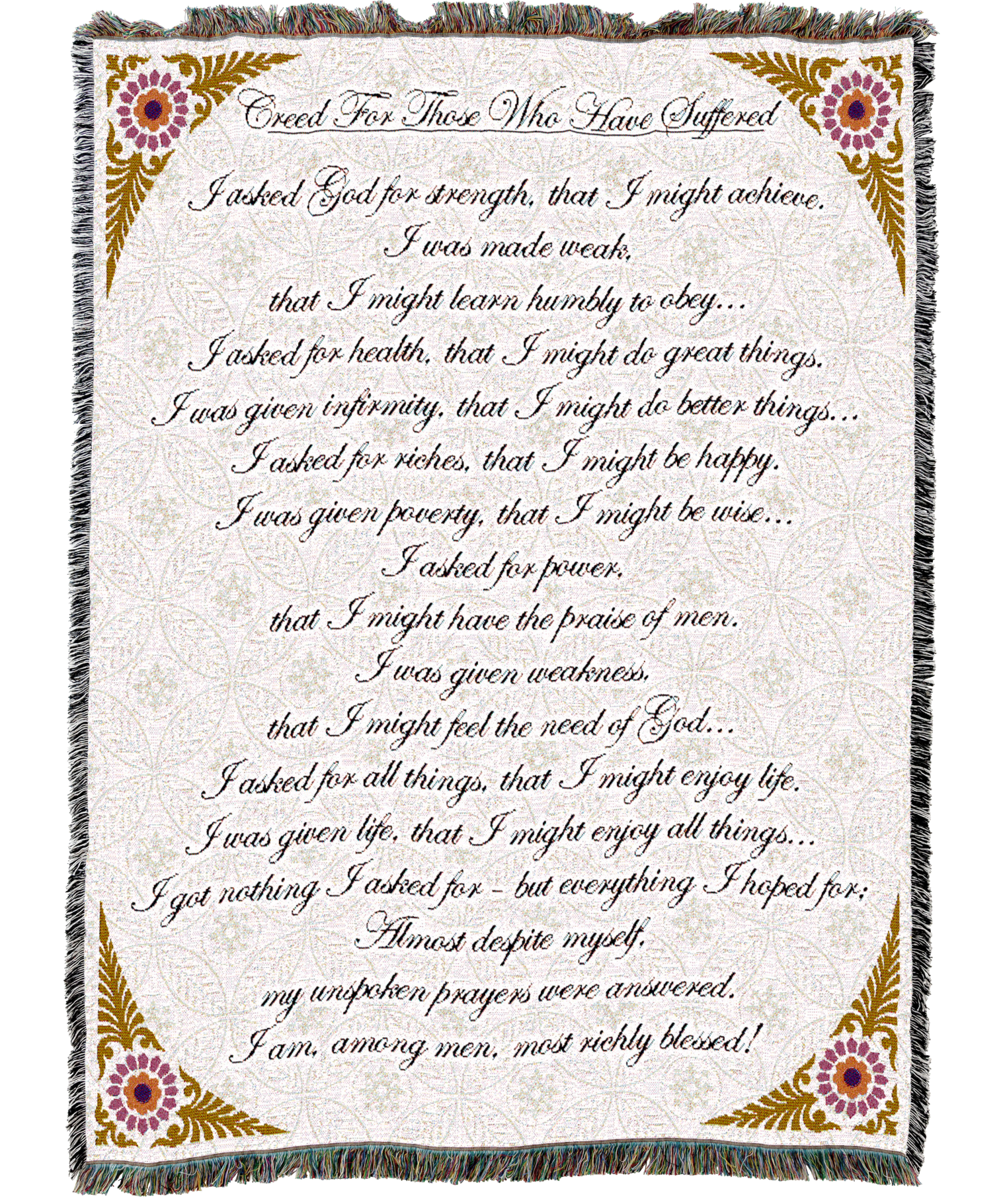 Creed For Those Who Suffer Blanket