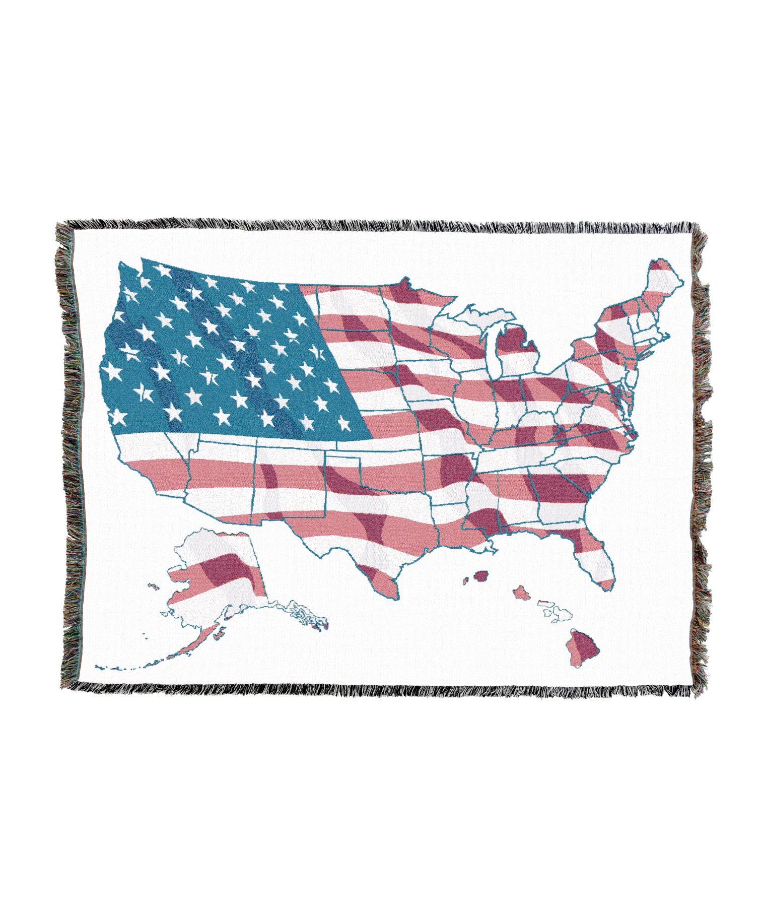 United States Flag Map Blanket