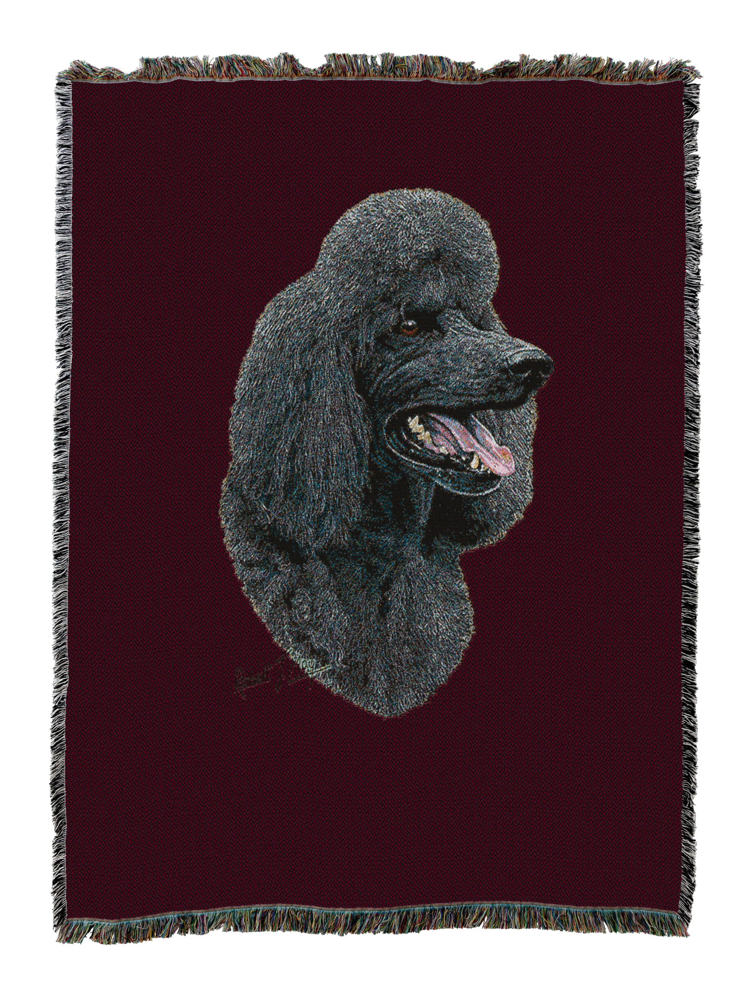 Poodle Black Blanket Red