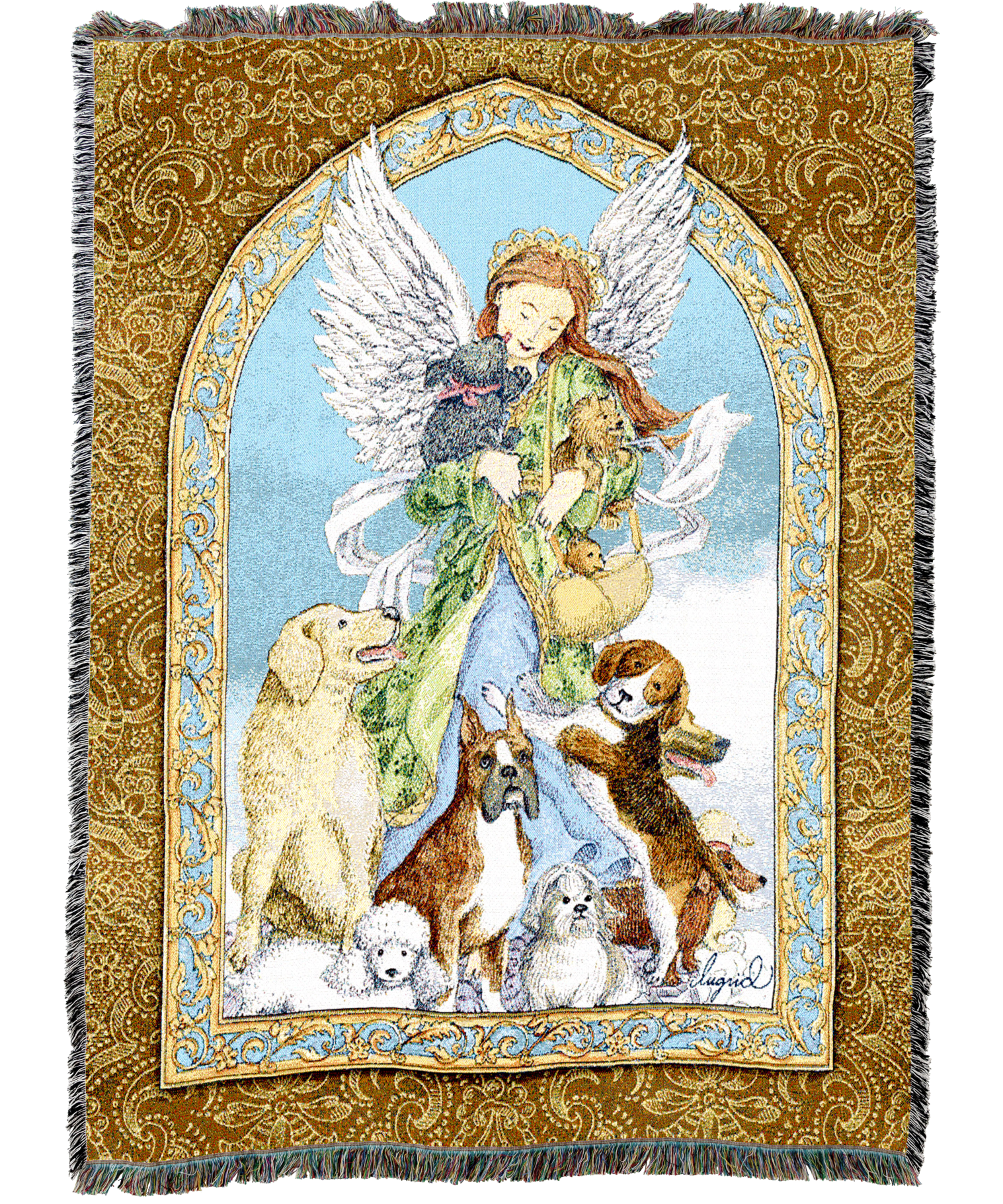 Angel and Dogs Blanket