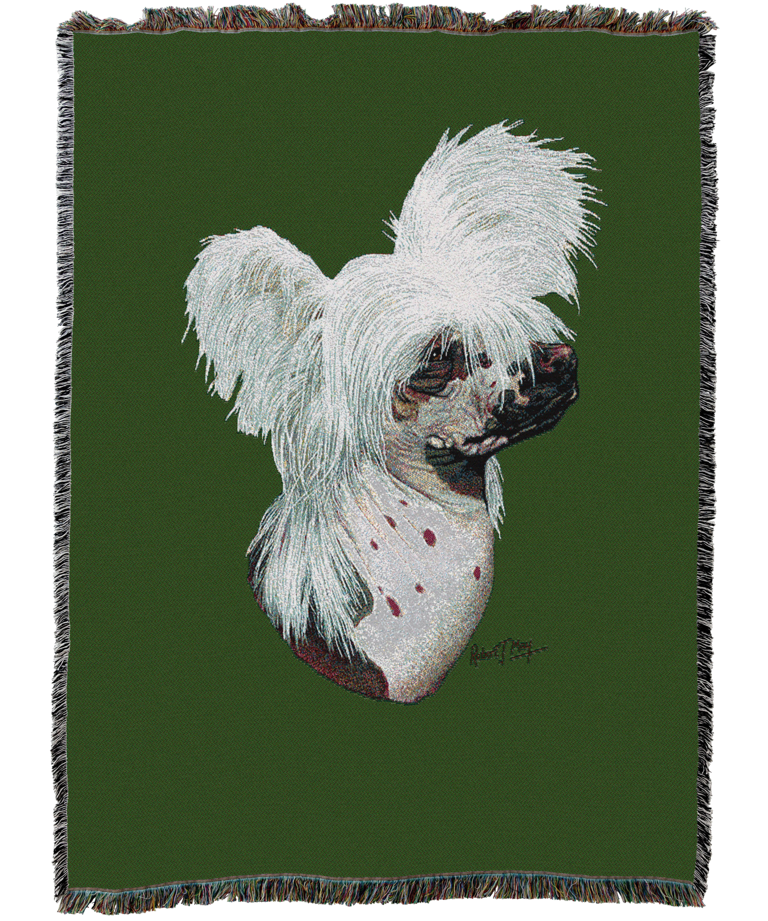 Chinese Crested Dog Blanket Green
