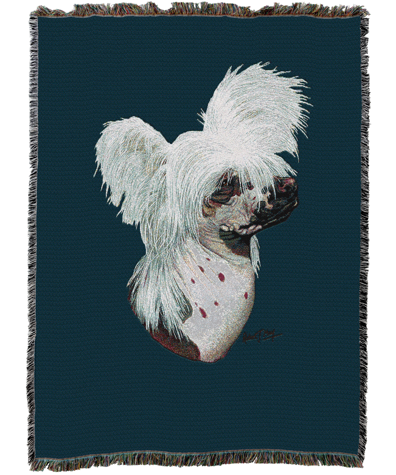 Chinese Crested Dog Blanket Blue