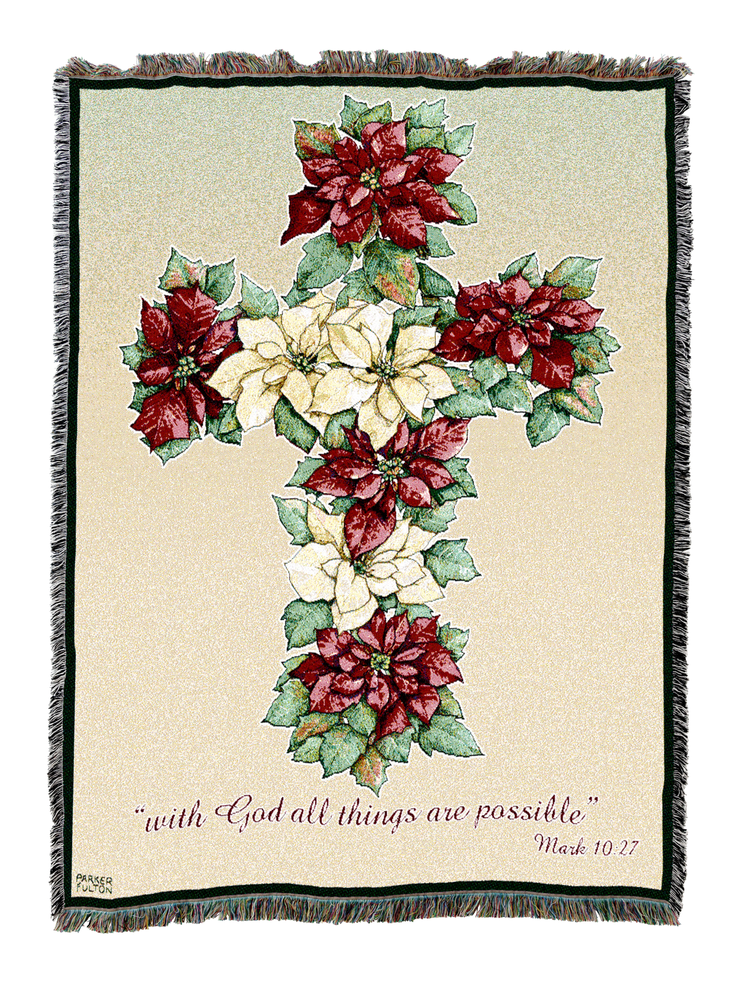 Poinsettia Cross Blanket