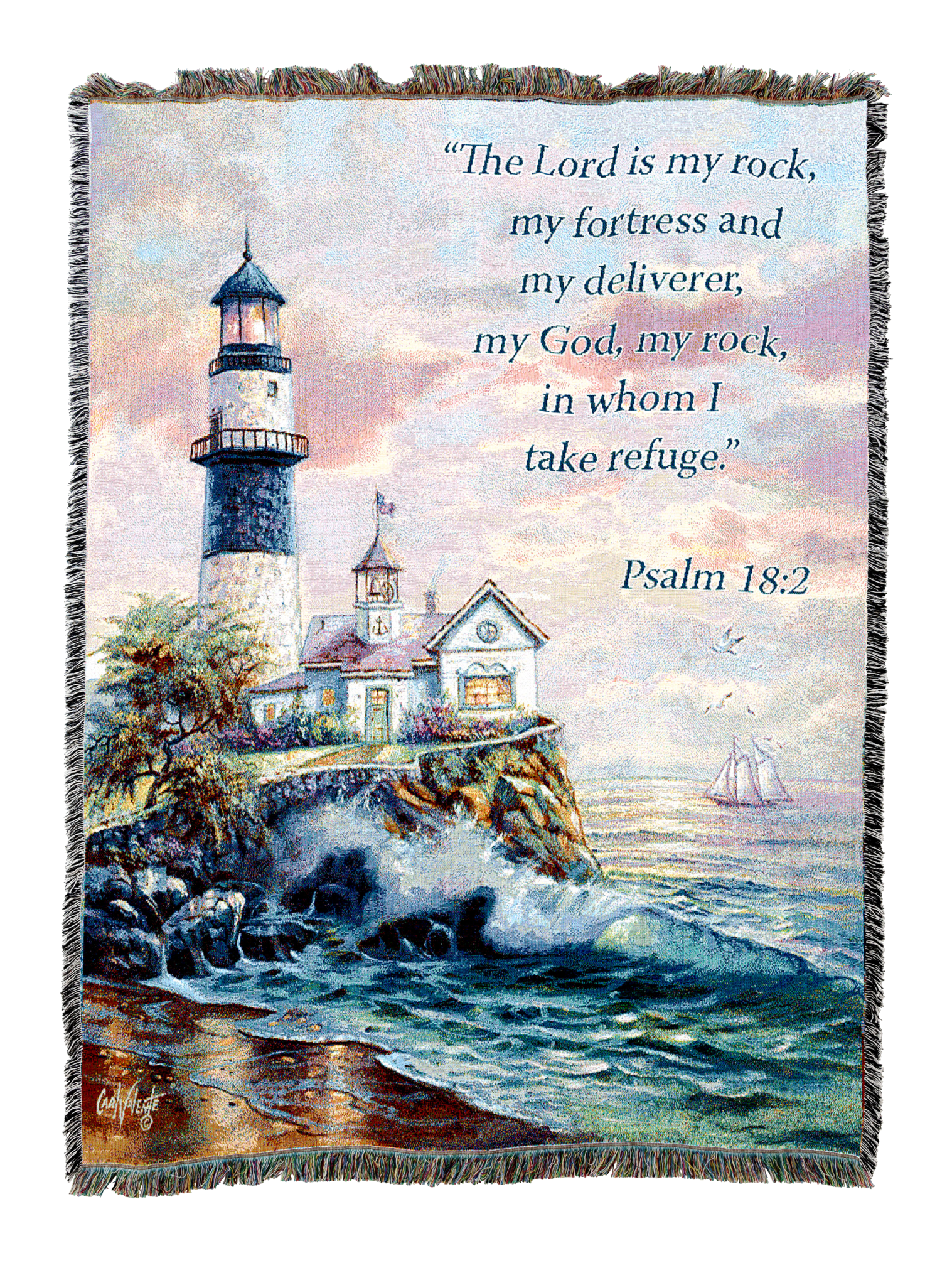 Lord Is My Rock Lighthouse Blanket