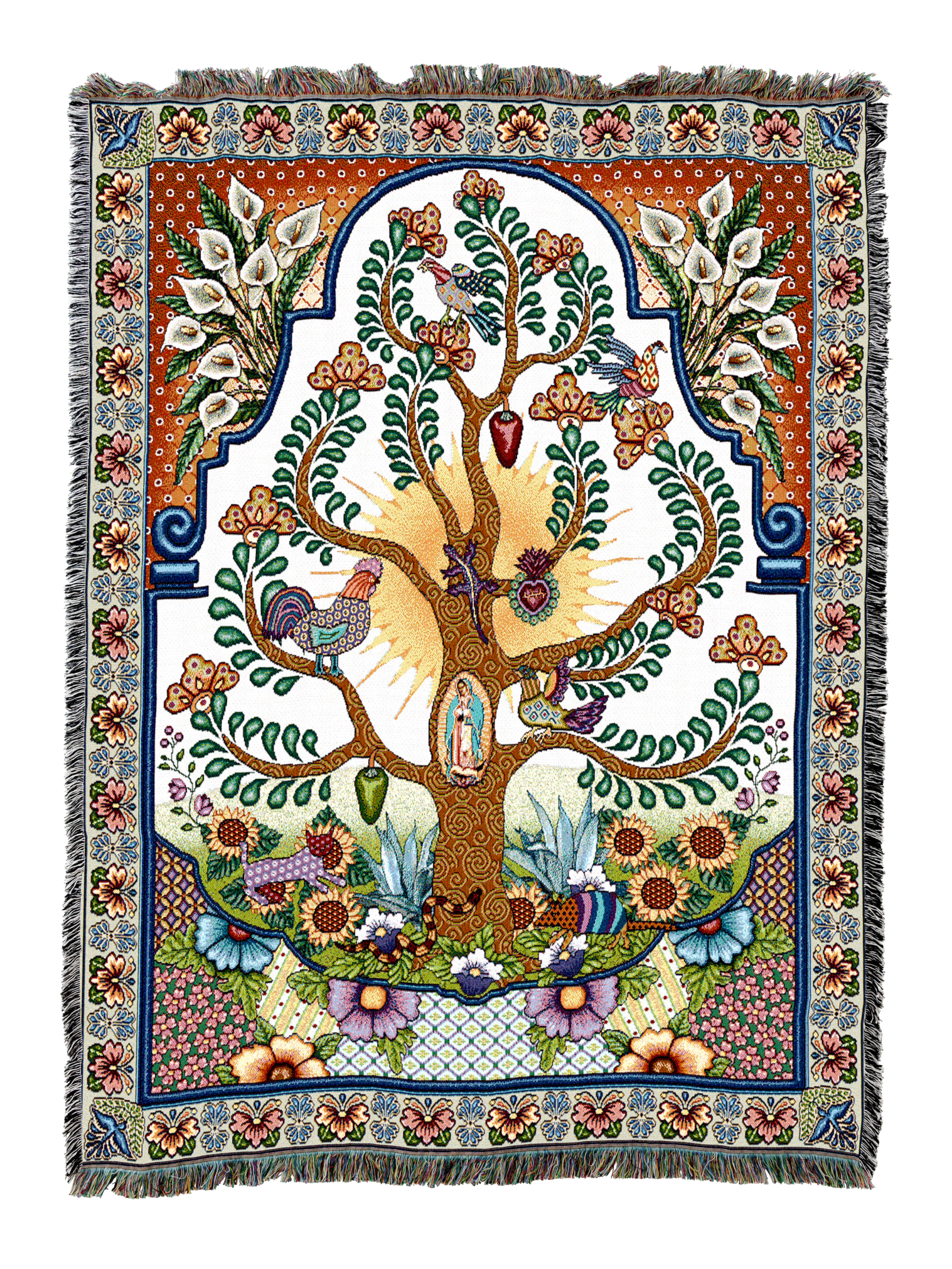 Arboles De La Vida Tapestry Blanket