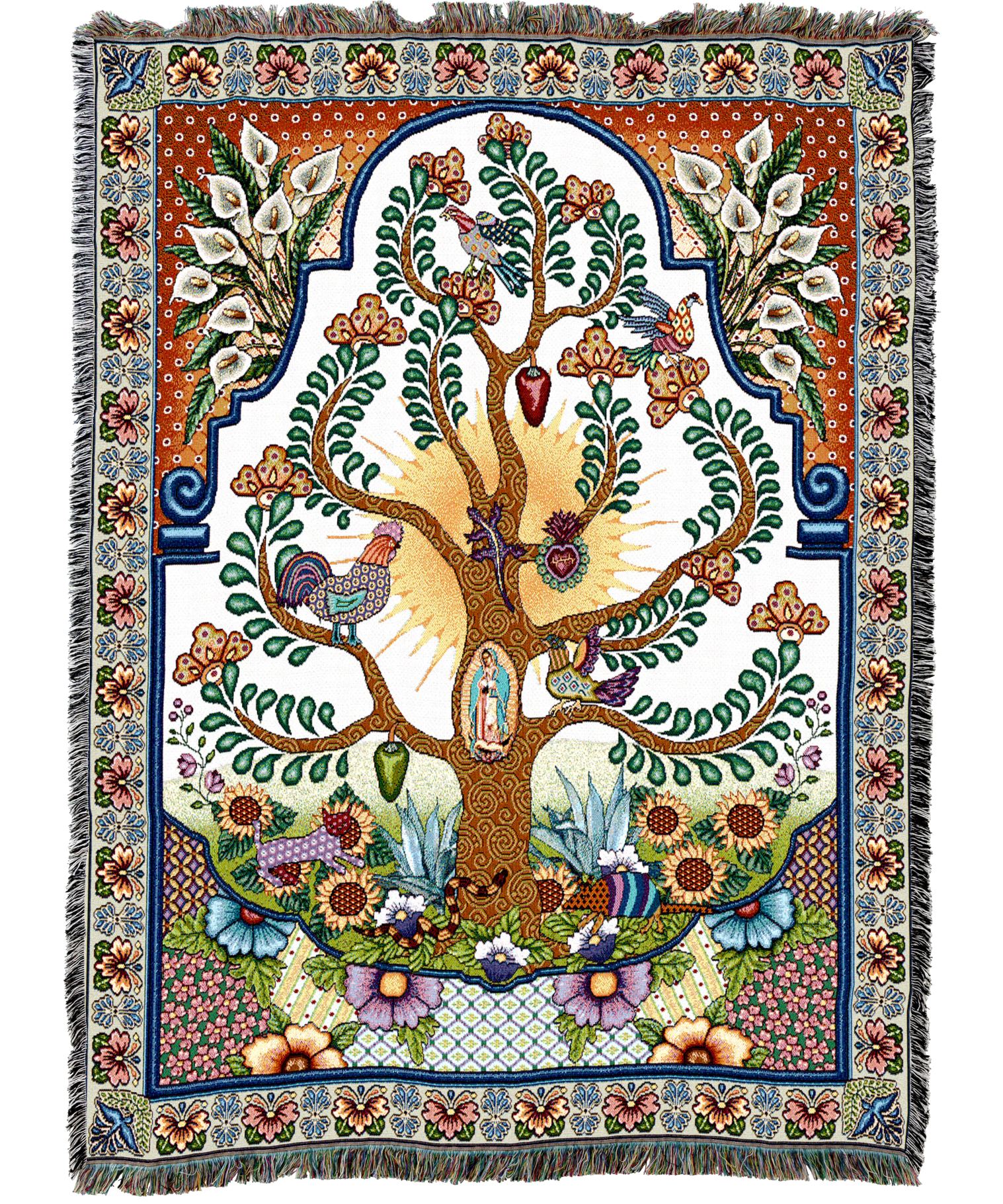 Arboles de la Vida Tapestry Blanket