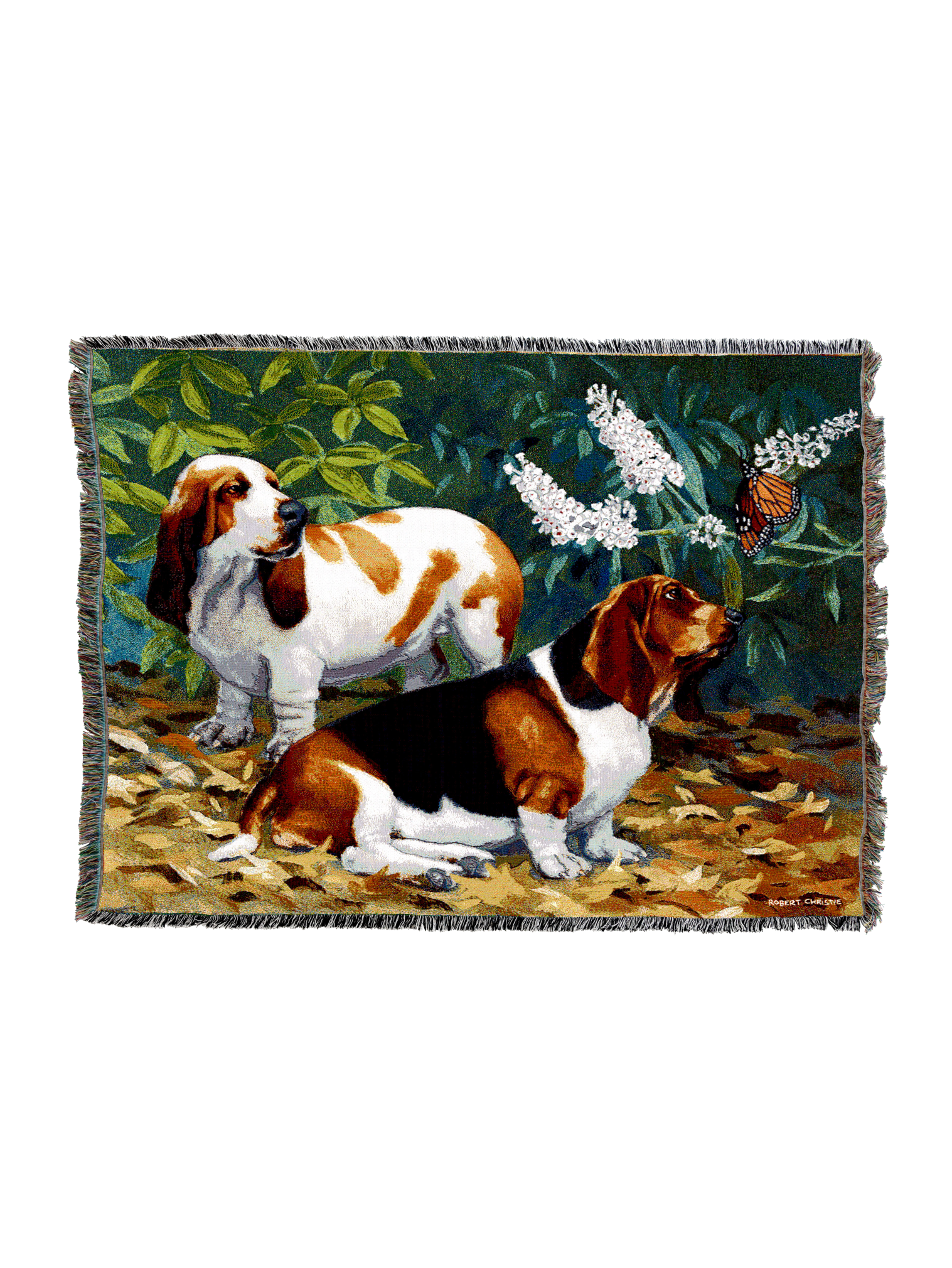 Basset Hound And Butterfly Blanket