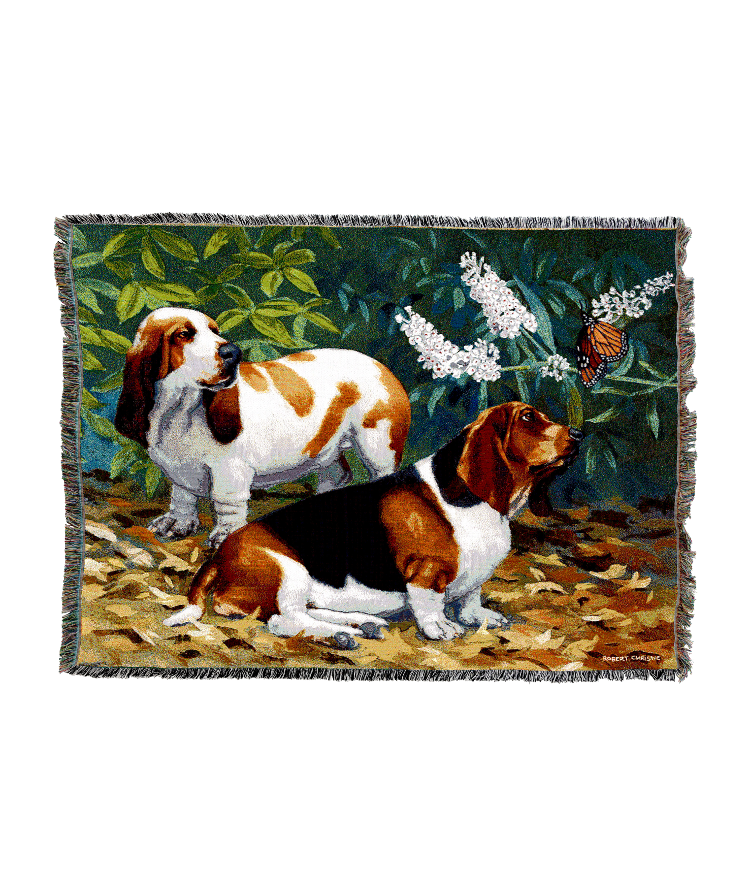 Basset Hound and Butterfly Blanket