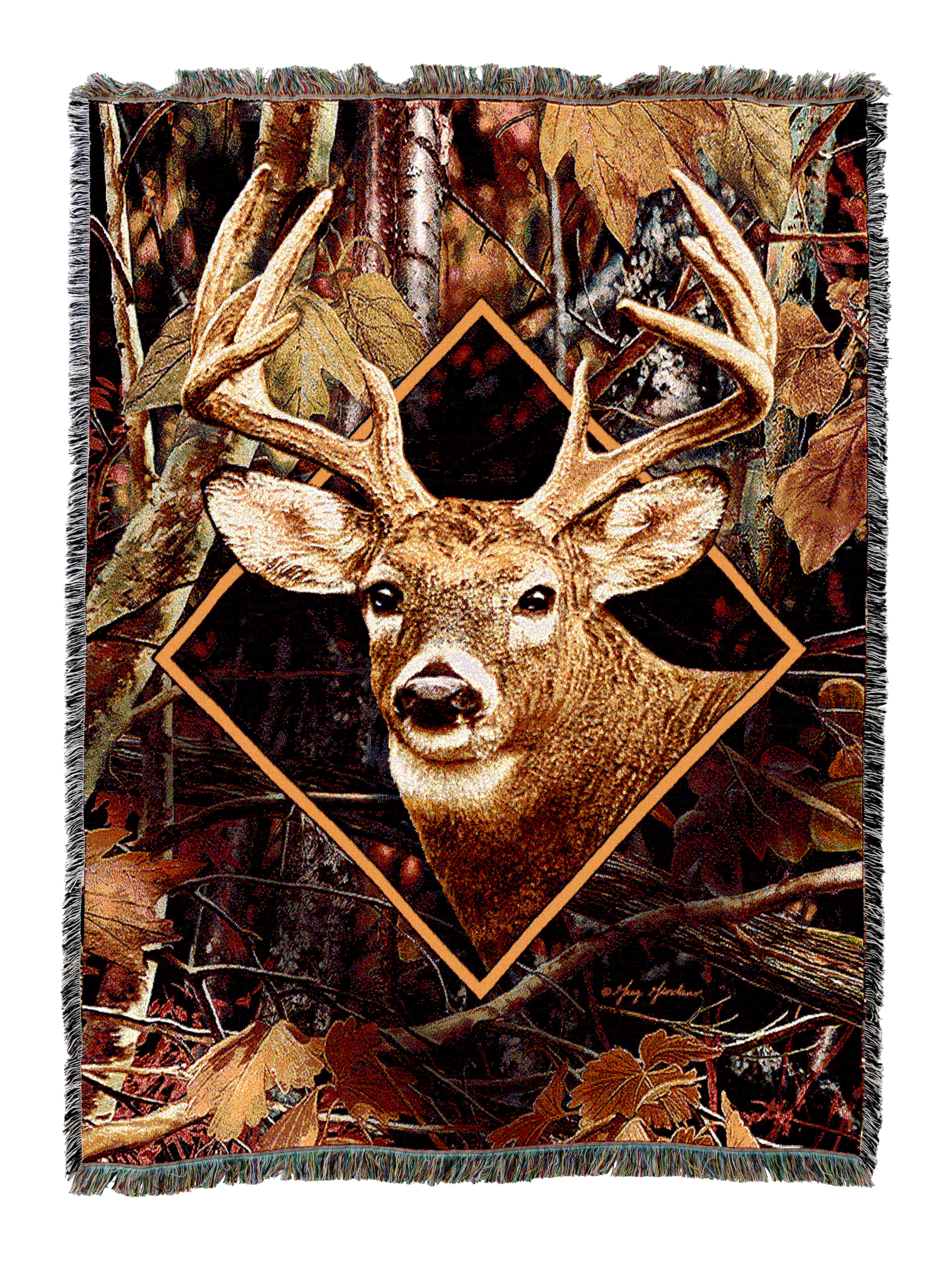 Deer In Camo Blanket