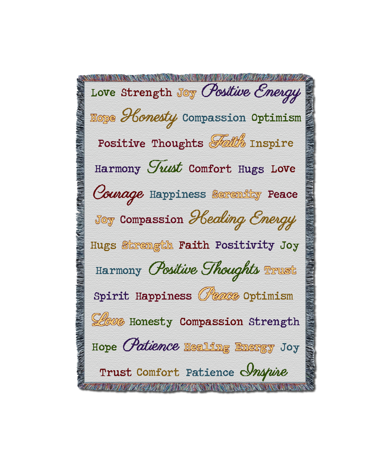 Word Hugs Grey Dots Multi-Color Text 54X70 Blanket