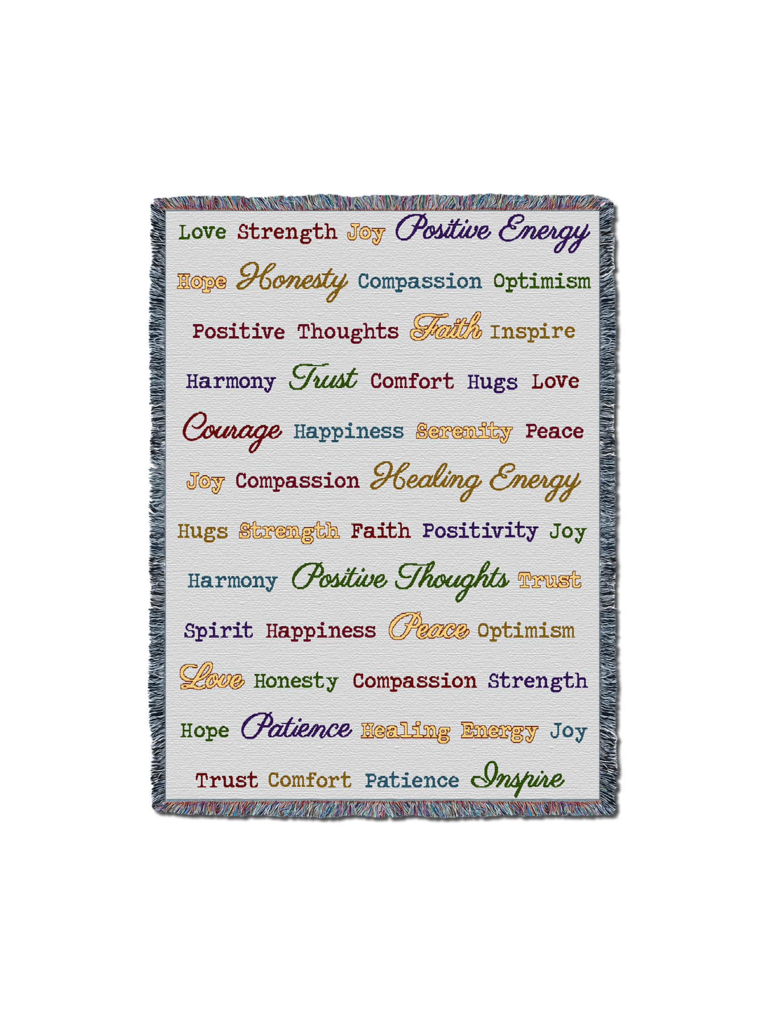 Word Hugs Grey Dots Multi-Color Text 54X70 Blanket