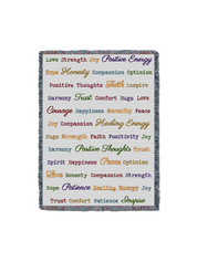 Word Hugs Grey Dots Multi-Color Text 54X70 Blanket