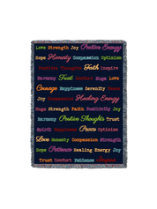Word Hugs Blue Herringbone Multi-Color Text 54X70 Blanket