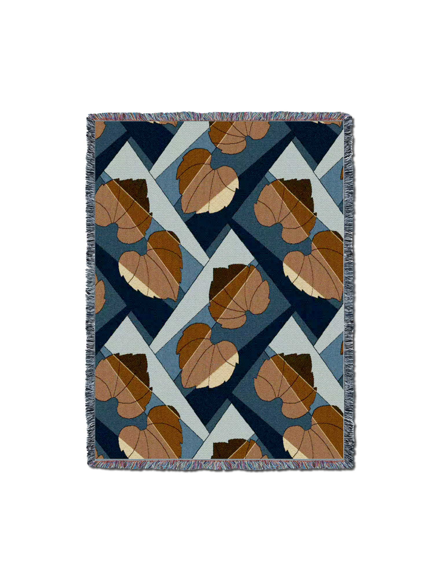 Leaves Blanket Gold on Blue