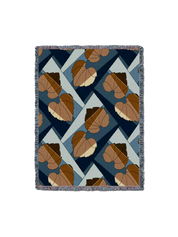 Leaves Blanket Gold on Blue