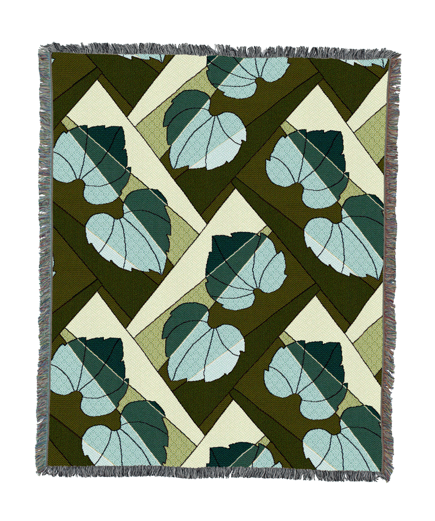 Leaves Blanket Mint on Green 60x50