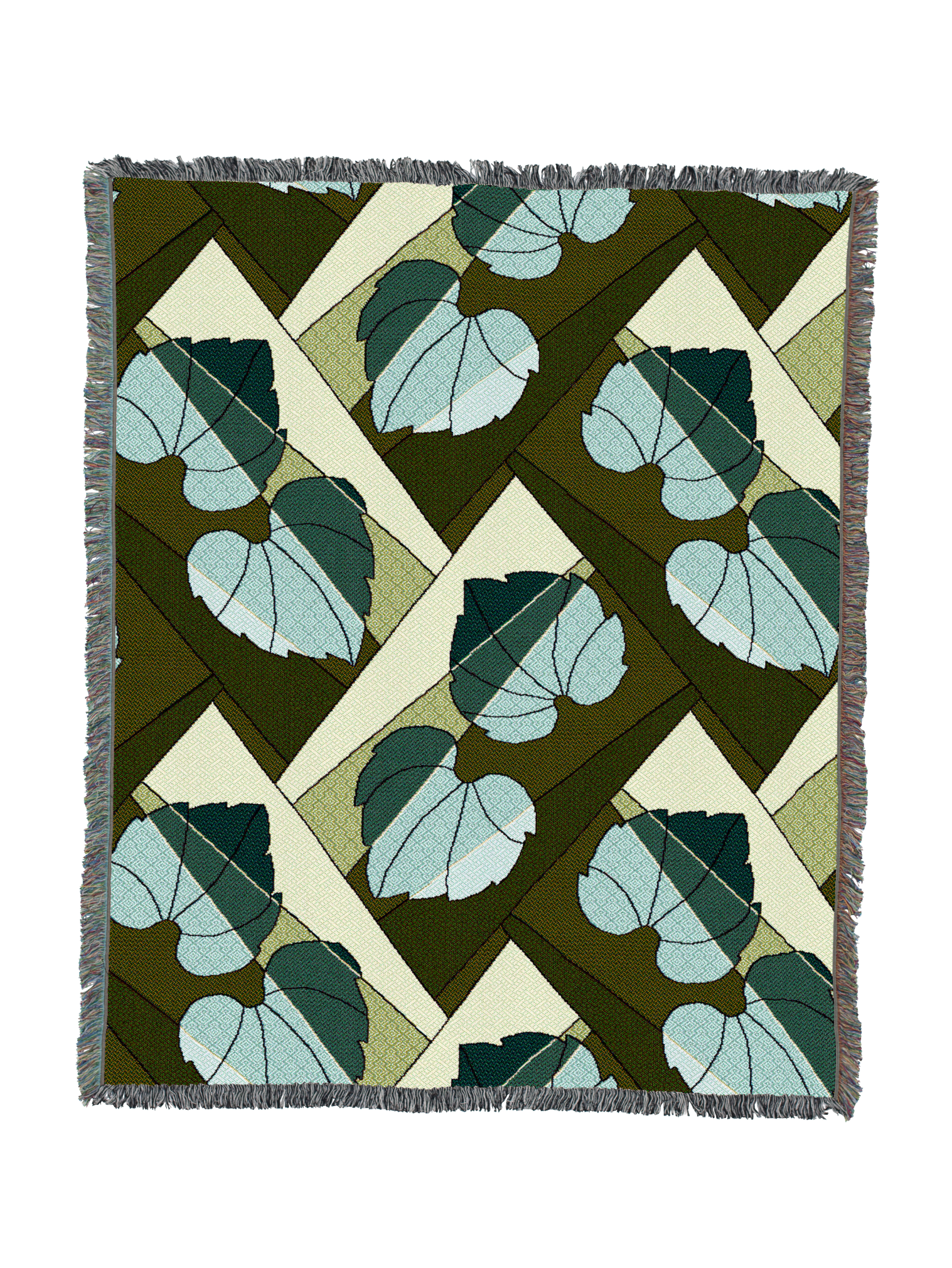 Leaves Blanket Mint on Green 60x50