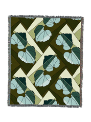 Leaves Blanket Mint on Green 60x50