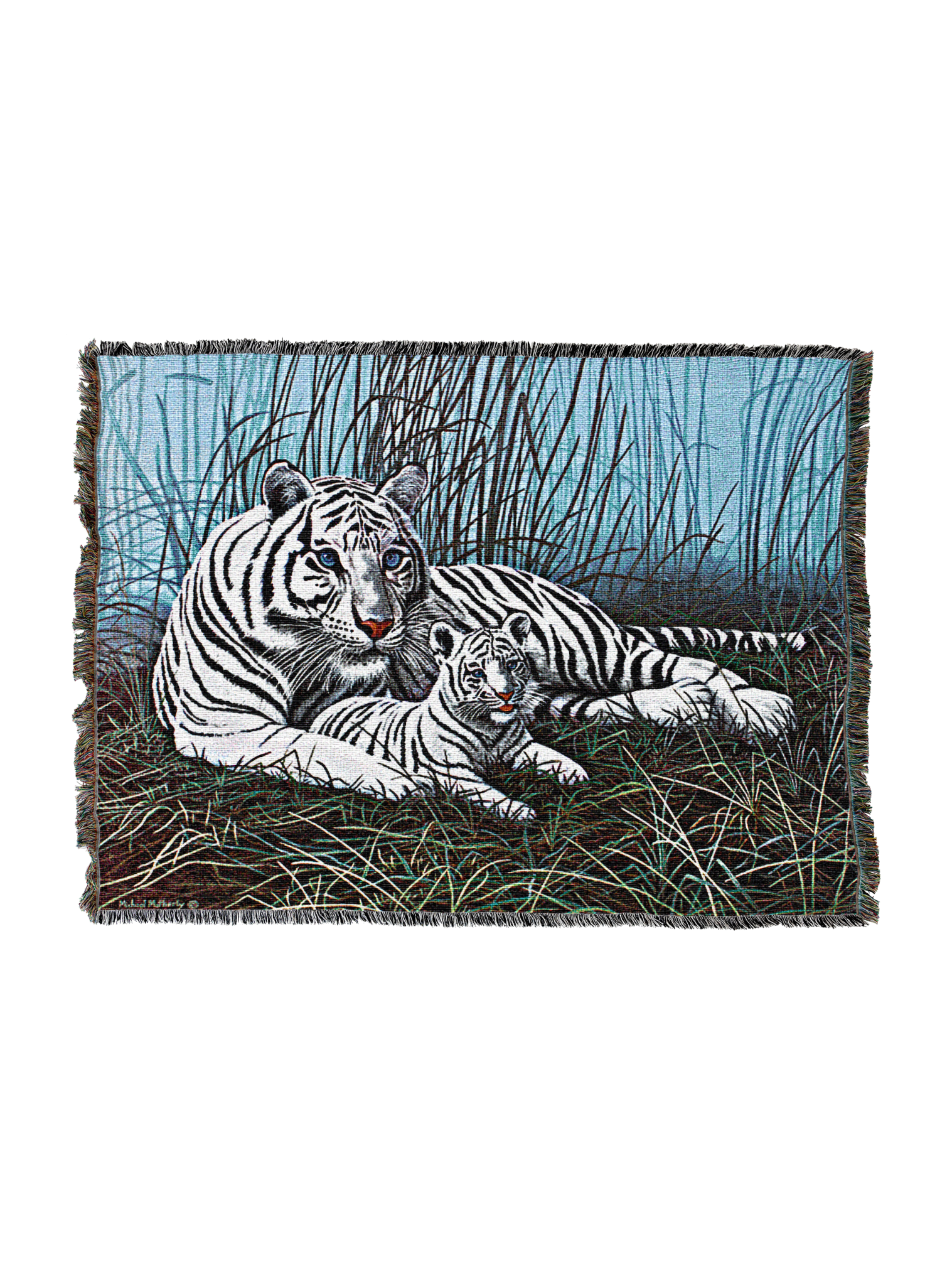 White Tiger In The Mist Blanket
