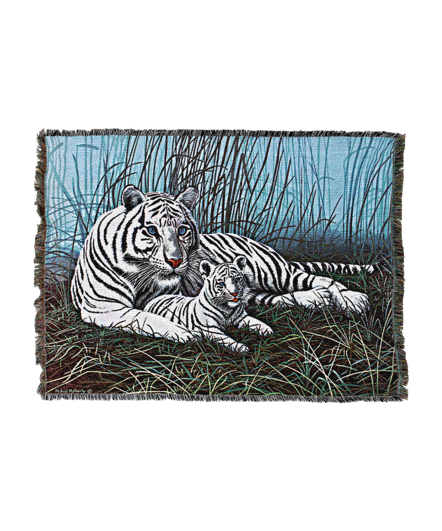 White Tiger In The Mist Blanket