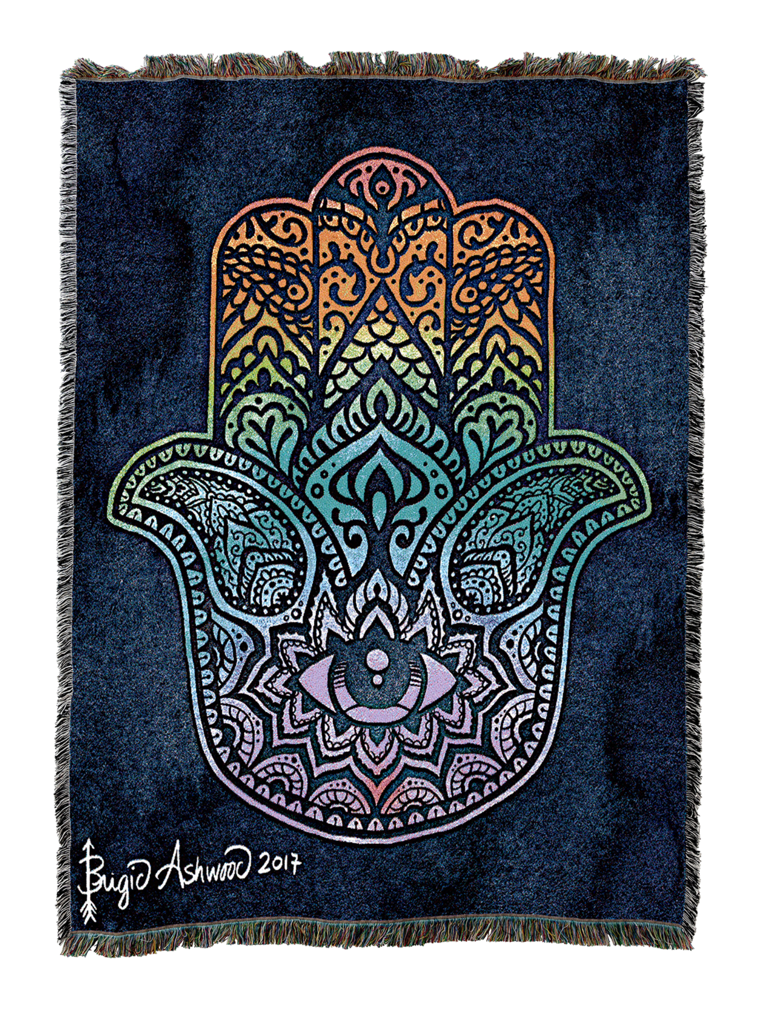 Rainbow Hamsa Blanket