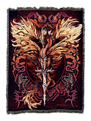 Flameblade Fantasy Dragon Blanket