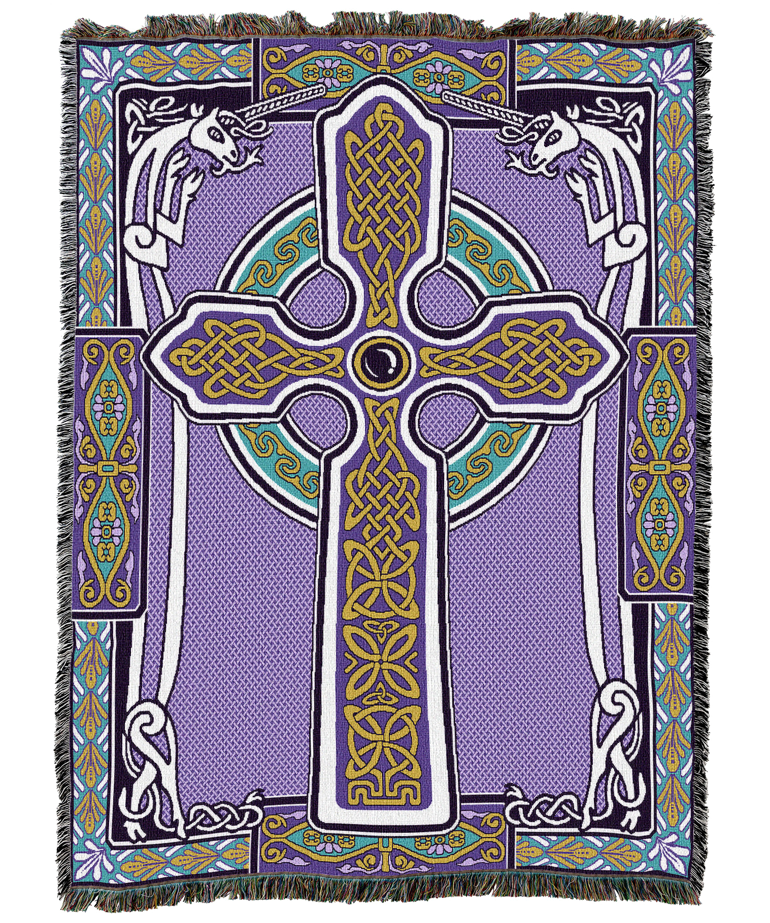 Celtic Unicorns Blanket Purple and Teal