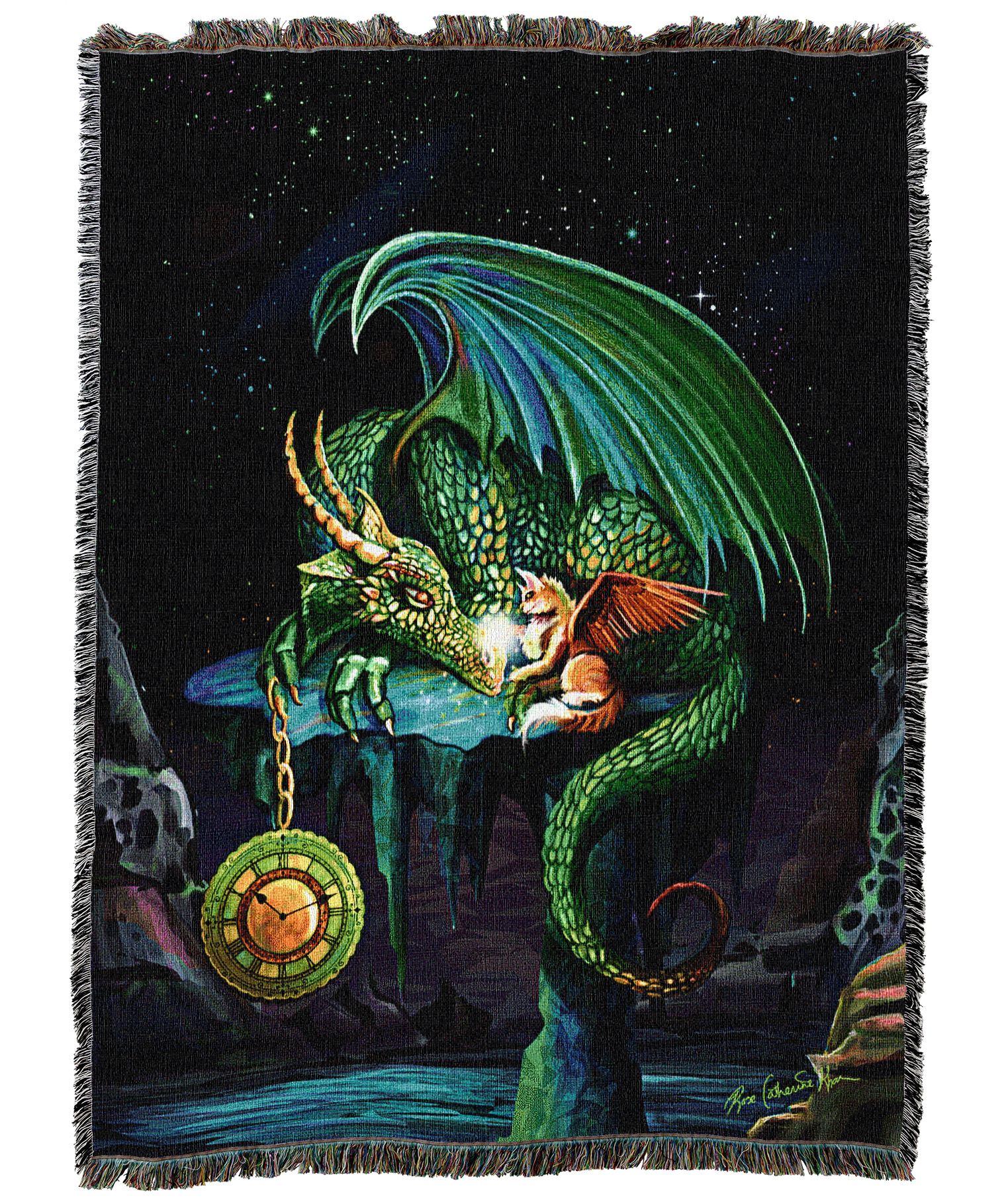 Time Dragon Blanket Emerald