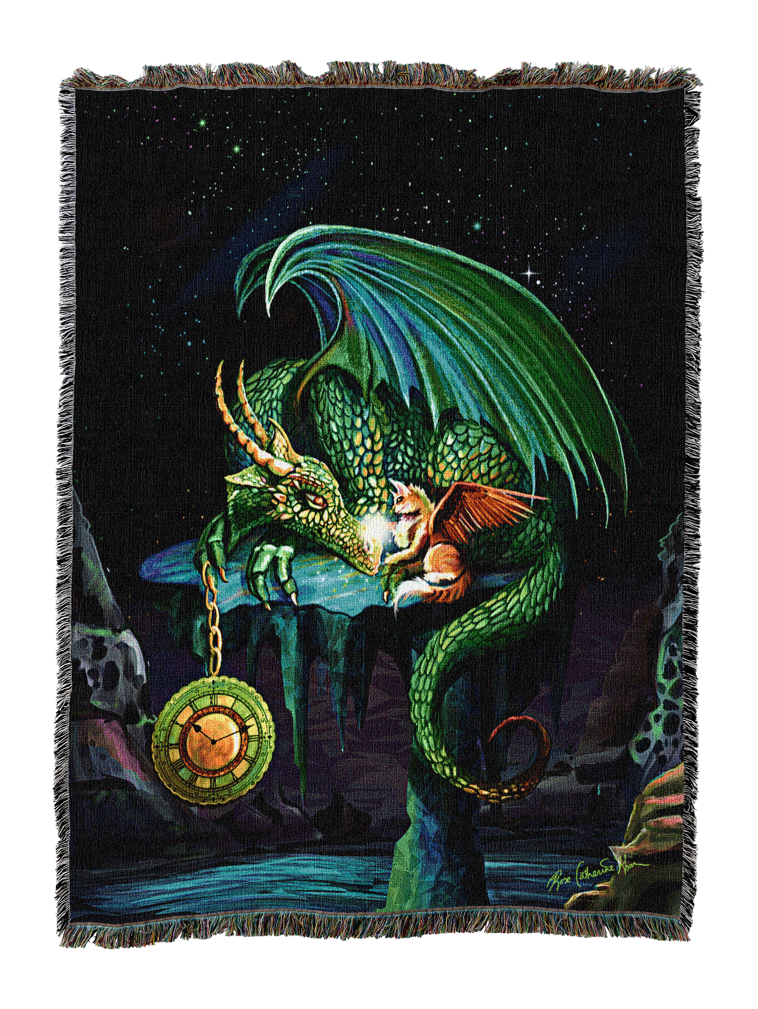 Time Dragon Blanket Emerald