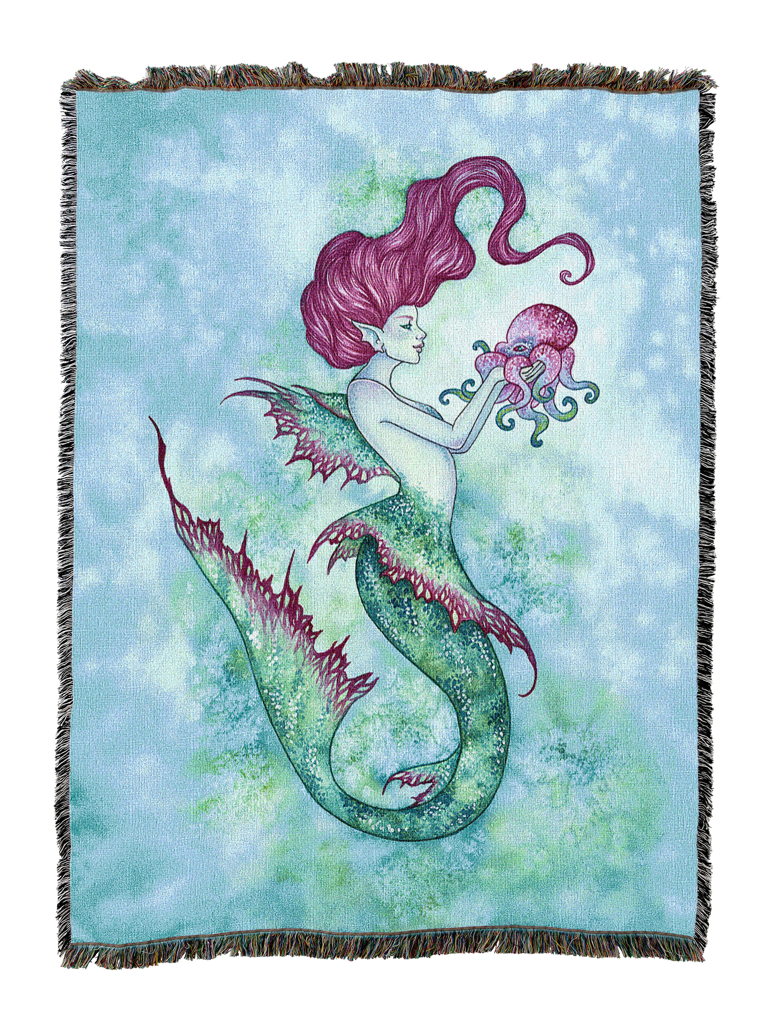 Mermaid And Mr Squiggles Octopus Blanket