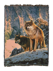 Wolf Couple In Sunset Blanket