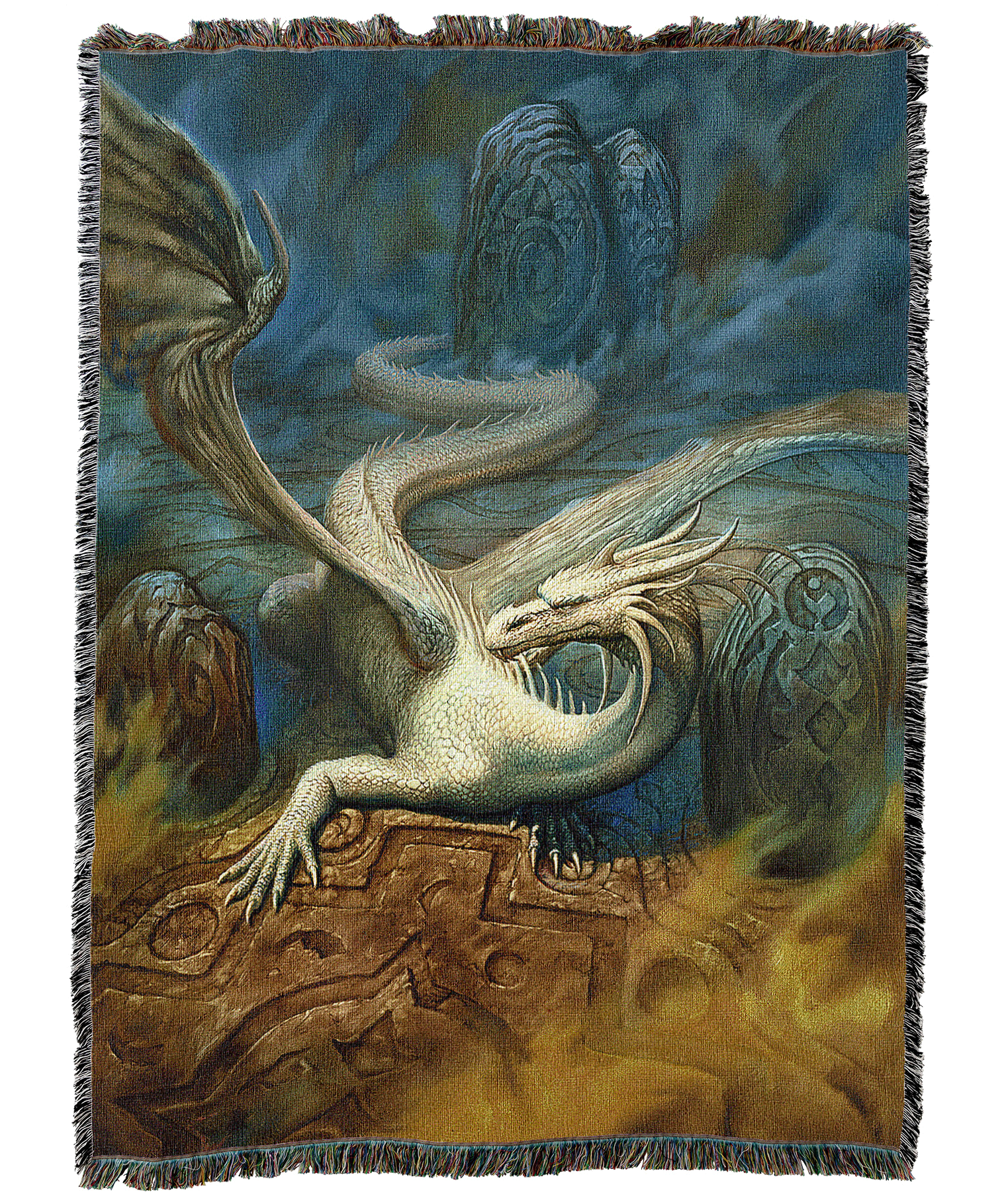 White Dragon in Cave Blanket