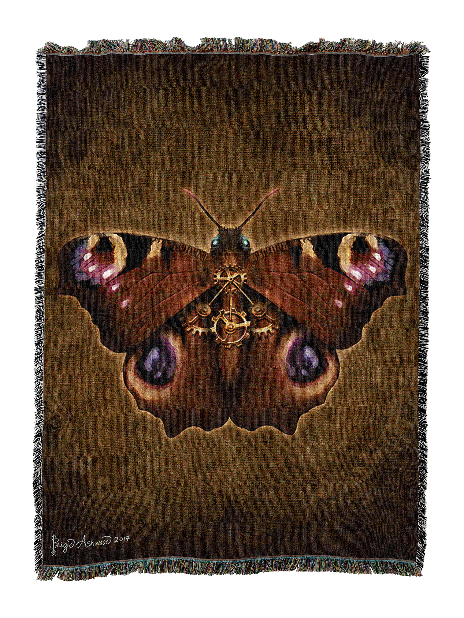 Steampunk Peacock Butterfly Blanket